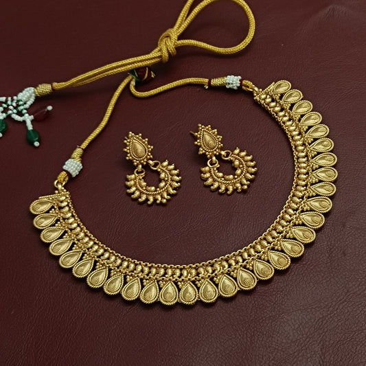 Vidya Gold Plated Necklace & Earrings Jewelry Set