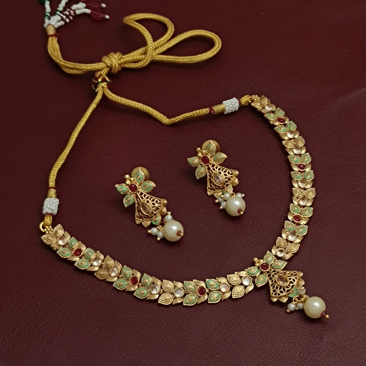 Polki LCT Stones Designer Necklace & Earrings Set