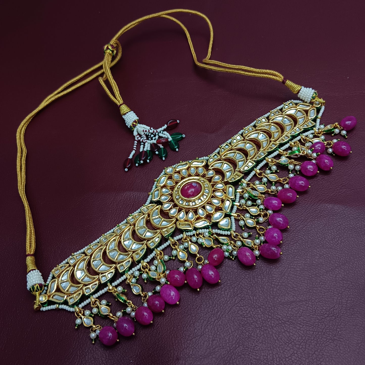 Premium Quality Jadau Kundan Ruby Necklace & Earrings Set