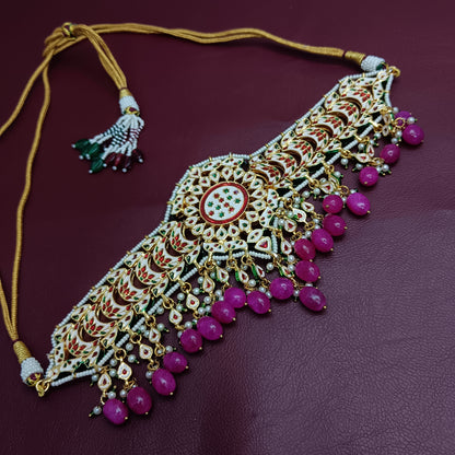 Premium Quality Jadau Kundan Ruby Necklace & Earrings Set