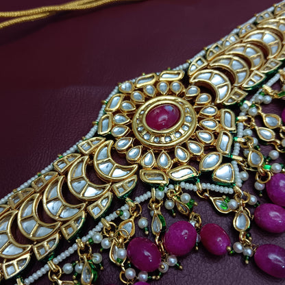 Premium Quality Jadau Kundan Ruby Necklace & Earrings Set