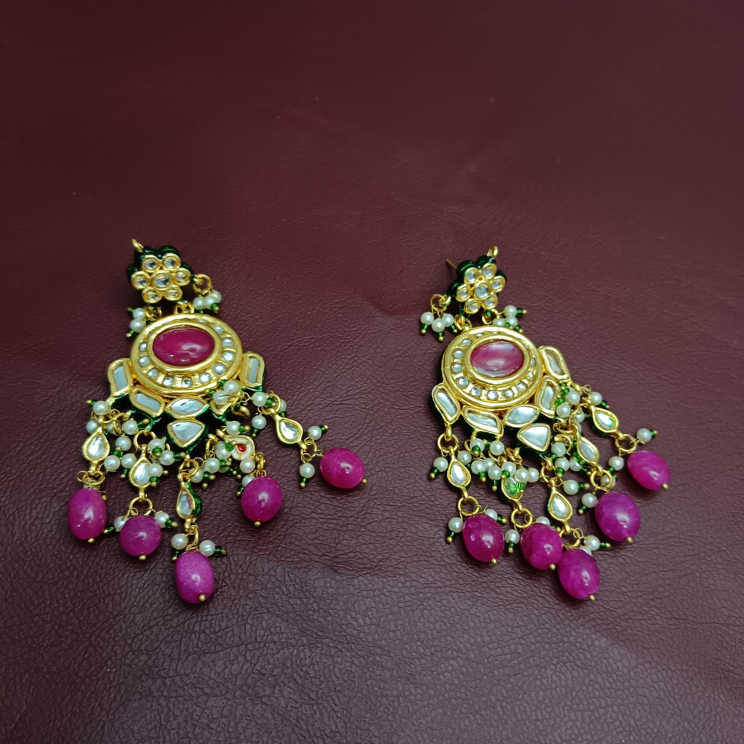 Premium Quality Jadau Kundan Ruby Necklace & Earrings Set