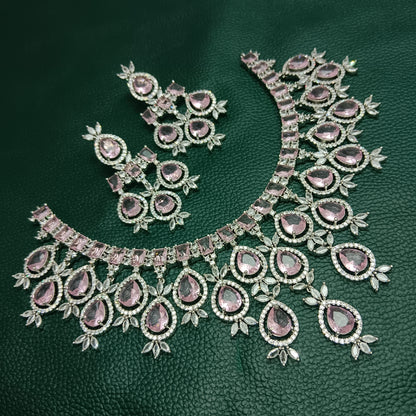 Designer Bridal Necklace & Earrings Set with CZ Diamonds