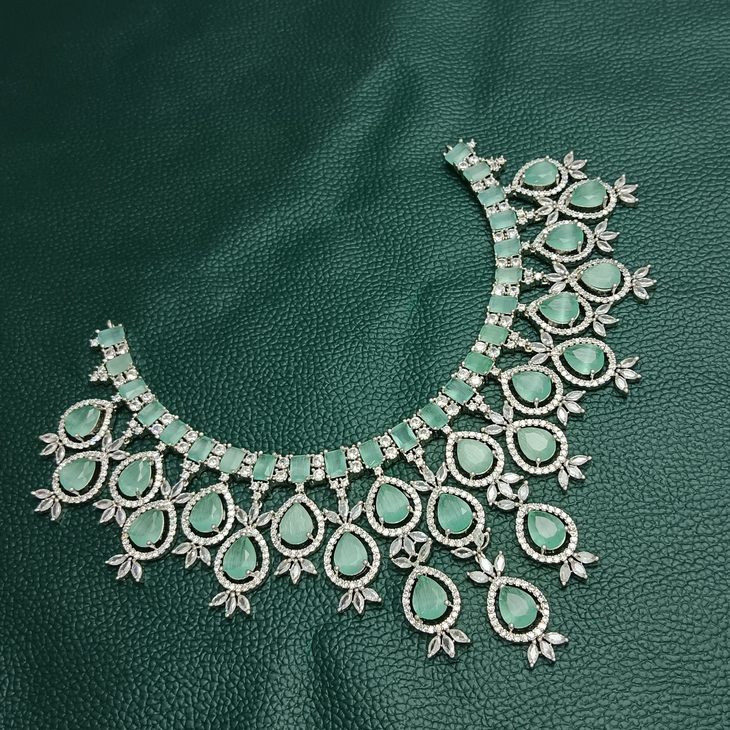 Designer Bridal Necklace & Earrings Set with CZ Diamonds