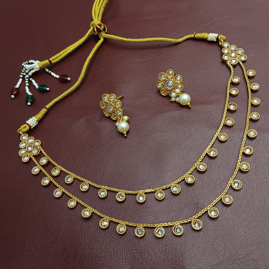 2-Layer Polki Designer Necklace & Earrings Set