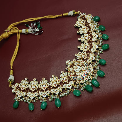 Premium Quality Jadau Necklace & Earrings with Back Minakari