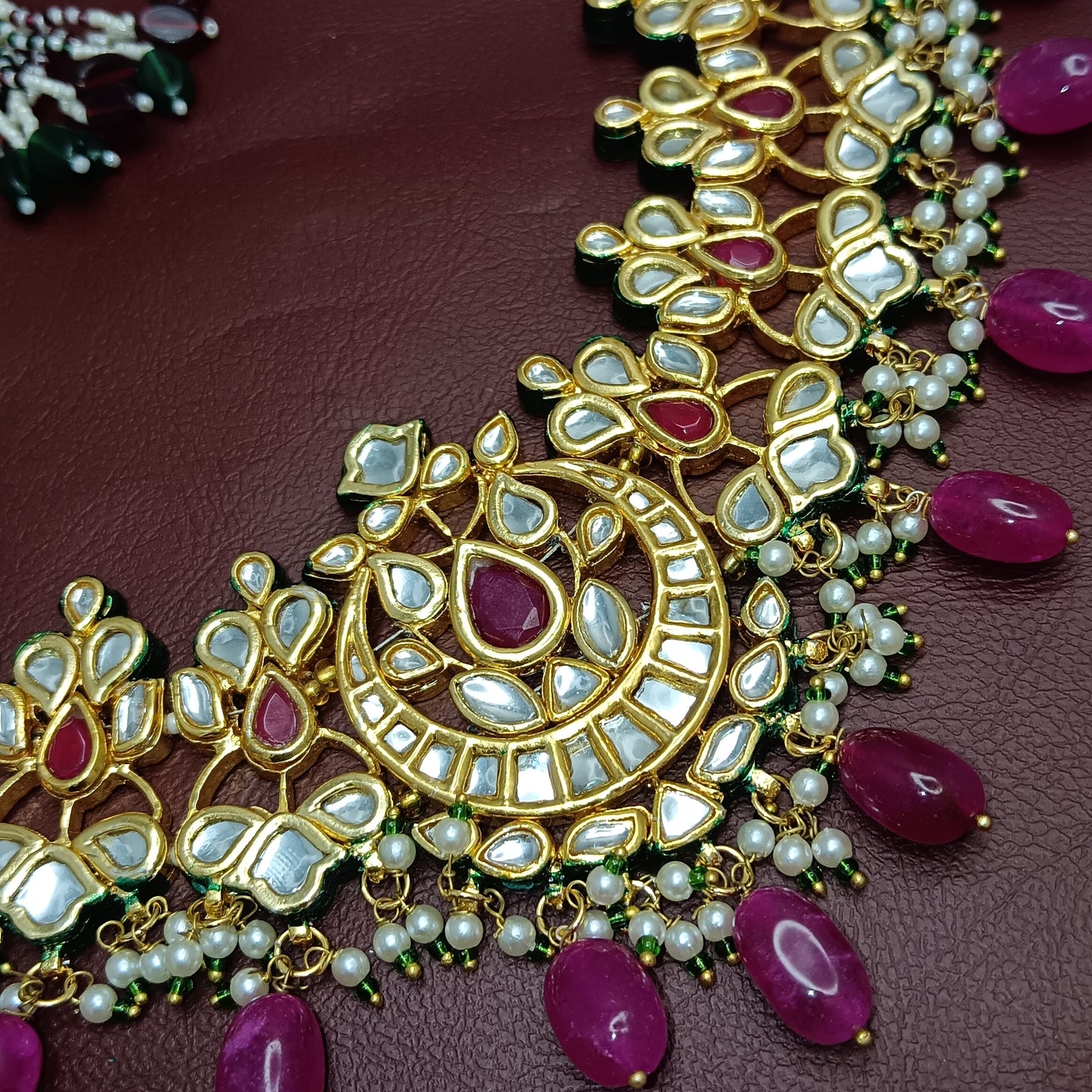 Premium Quality Jadau Necklace & Earrings with Back Minakari