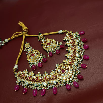 Premium Quality Jadau Necklace & Earrings with Back Minakari