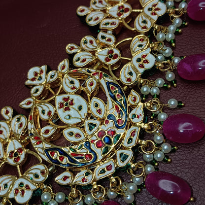 Premium Quality Jadau Necklace & Earrings with Back Minakari