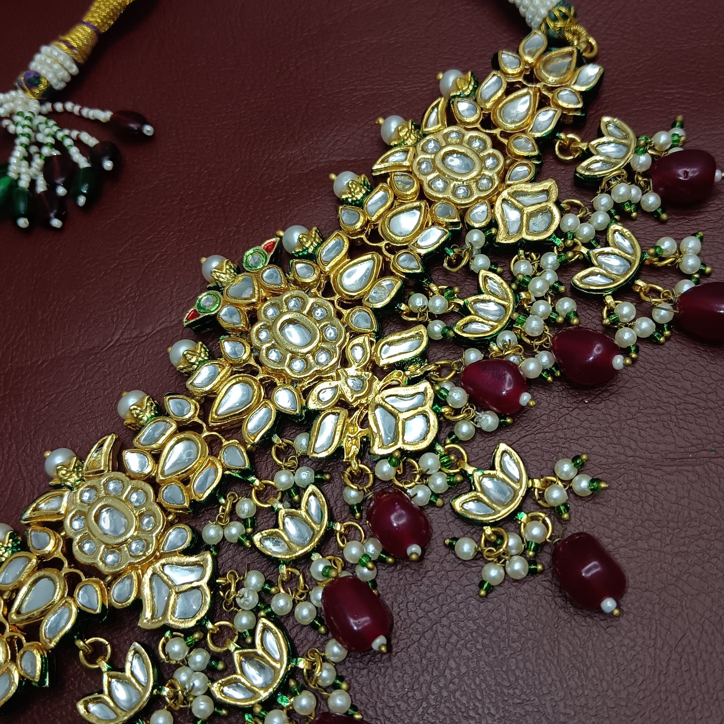 Kundan Choker Necklace & Earrings Set with Minakari Detailing