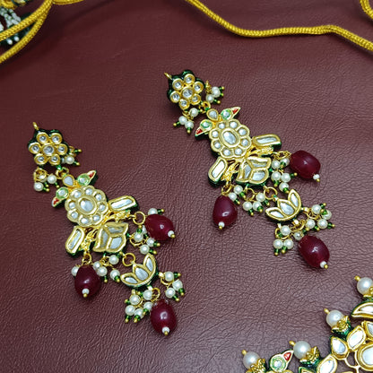 Kundan Choker Necklace & Earrings Set with Minakari Detailing