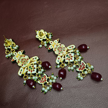 Kundan Choker Necklace & Earrings Set with Minakari Detailing