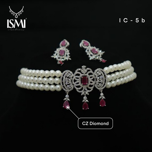 Elegant Indian Bridal Choker Necklace & Earrings Set with Tourmalines and CZ Diamonds